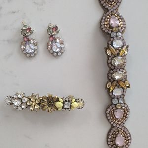 BHLDN belt, barrette and earrings
